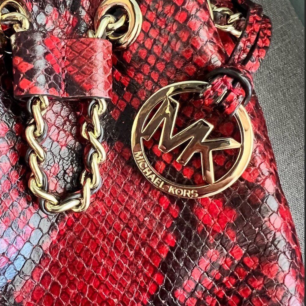 Michael Kors Frankie Embossed Python Leather Smal… - image 2